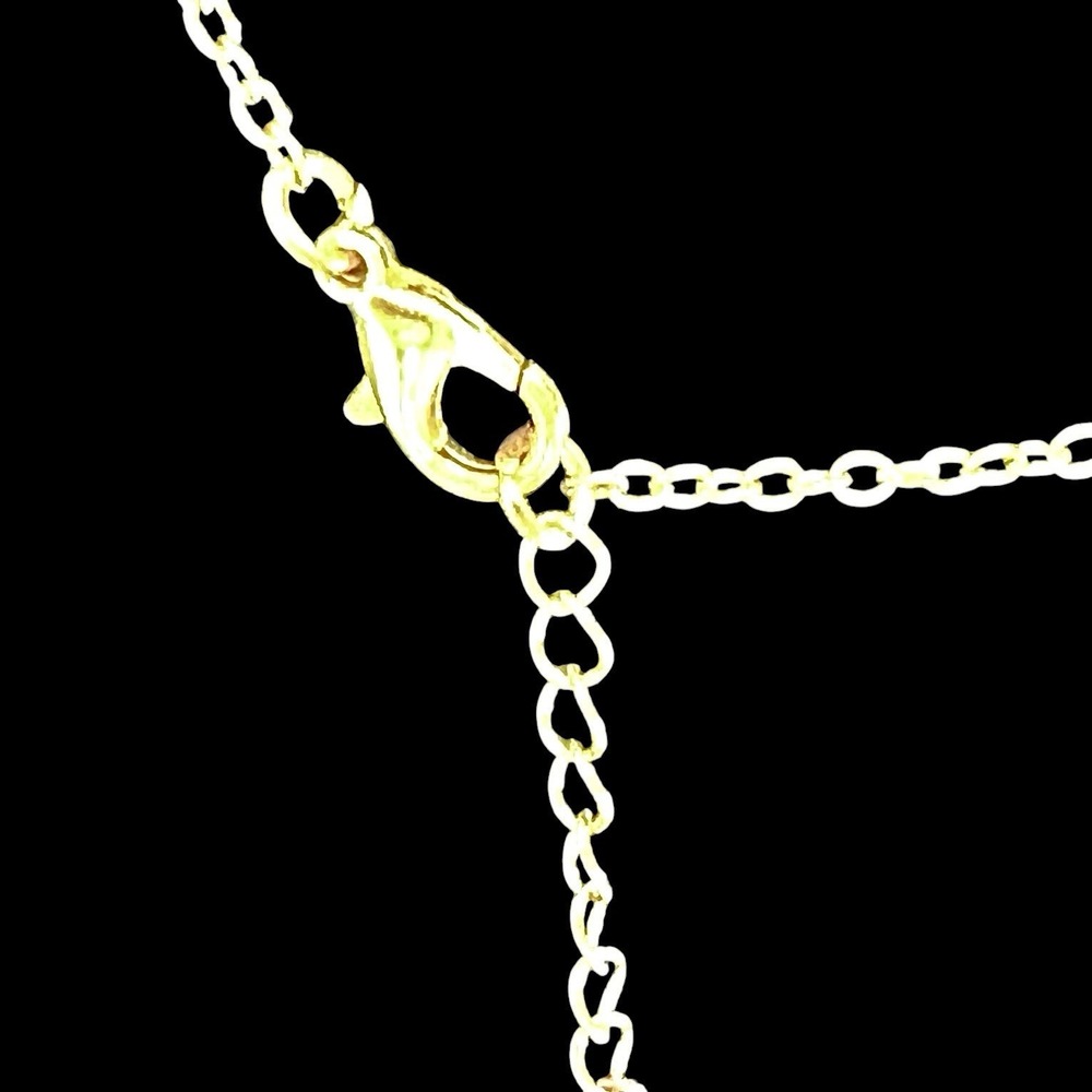 Green Agate Slice Necklace w/ 18" Gold Tone Trim Chain Adjustable Healing Stone - Picture 4 of 5